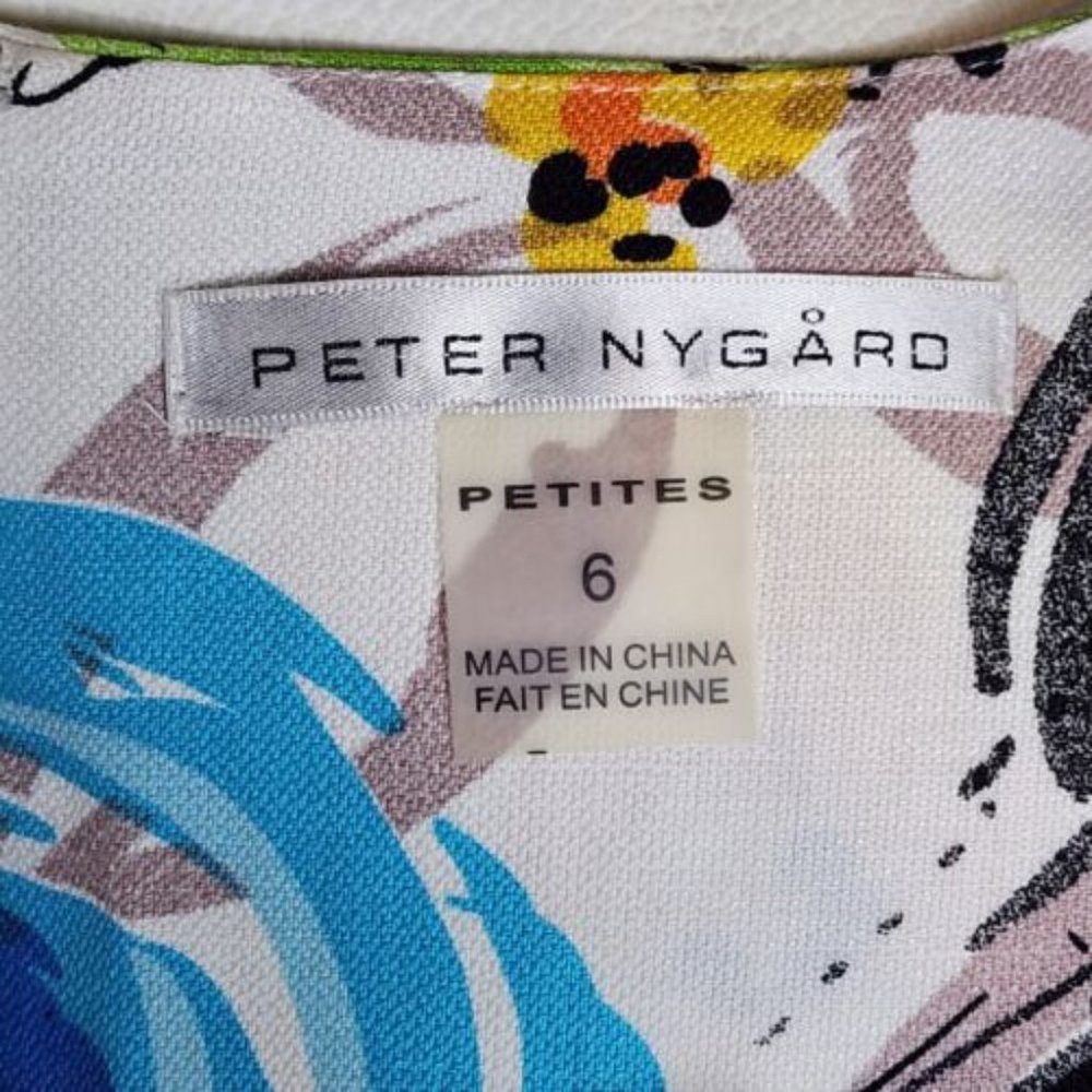 Peter Nygard Floral Abstract Watercolor Sheath Dress Size 6 Petites - Picture 5 of 6